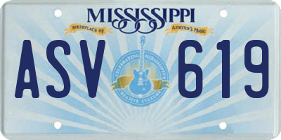 MS license plate ASV619