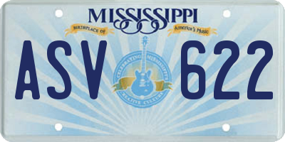 MS license plate ASV622