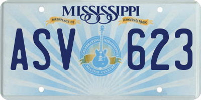 MS license plate ASV623