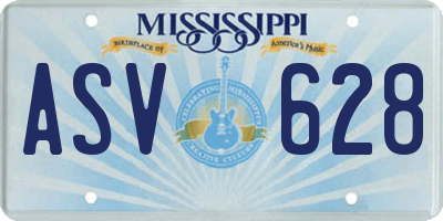MS license plate ASV628