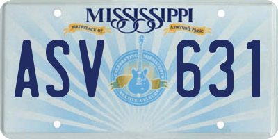 MS license plate ASV631