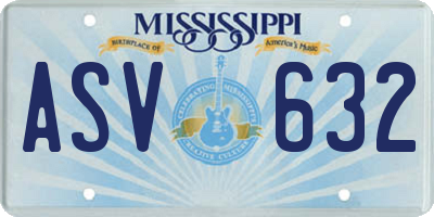 MS license plate ASV632
