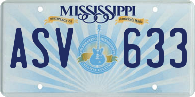 MS license plate ASV633