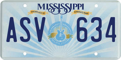 MS license plate ASV634