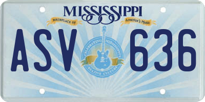 MS license plate ASV636
