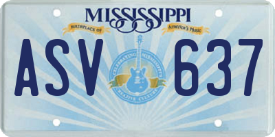 MS license plate ASV637
