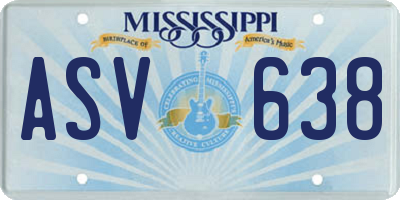 MS license plate ASV638
