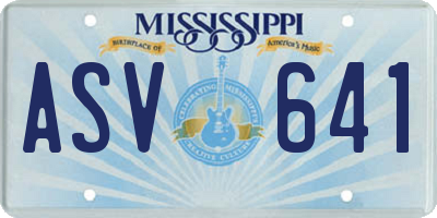 MS license plate ASV641