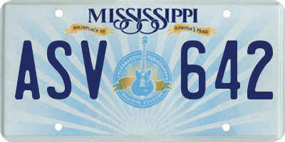 MS license plate ASV642