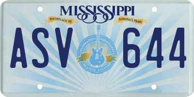 MS license plate ASV644