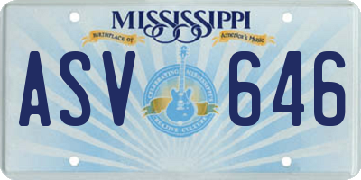 MS license plate ASV646
