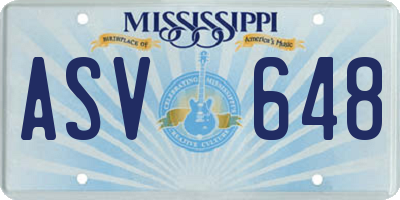 MS license plate ASV648