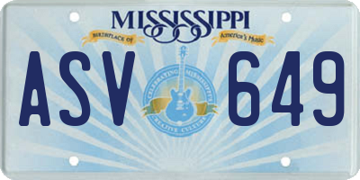 MS license plate ASV649