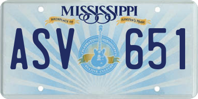 MS license plate ASV651