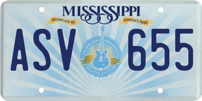 MS license plate ASV655