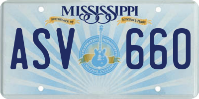 MS license plate ASV660