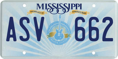 MS license plate ASV662