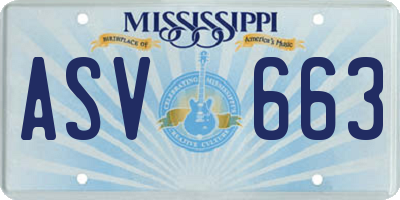 MS license plate ASV663