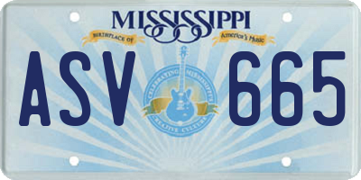 MS license plate ASV665