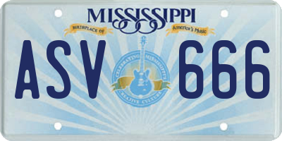 MS license plate ASV666