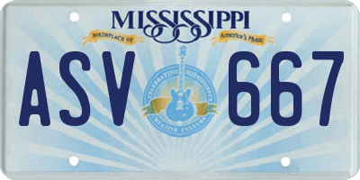 MS license plate ASV667