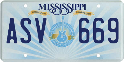 MS license plate ASV669