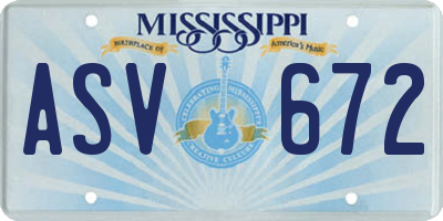MS license plate ASV672