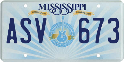 MS license plate ASV673