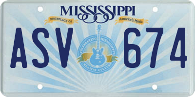 MS license plate ASV674