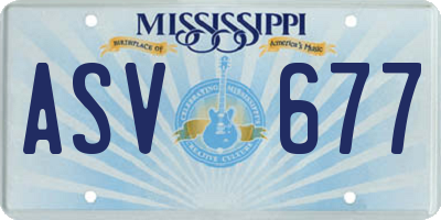 MS license plate ASV677