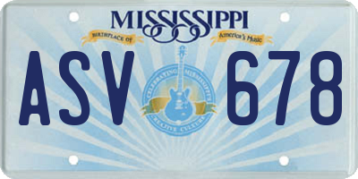 MS license plate ASV678