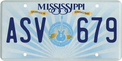 MS license plate ASV679