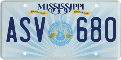 MS license plate ASV680
