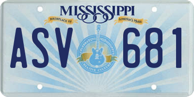 MS license plate ASV681