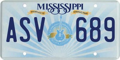 MS license plate ASV689