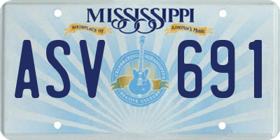 MS license plate ASV691