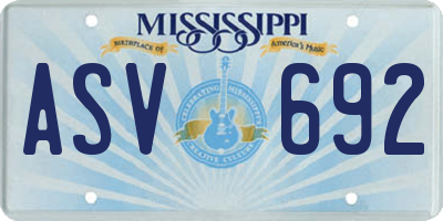 MS license plate ASV692