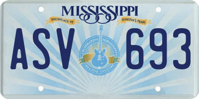 MS license plate ASV693