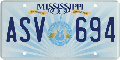 MS license plate ASV694