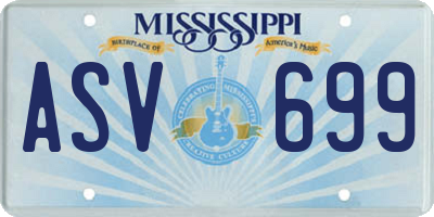 MS license plate ASV699