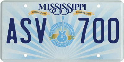 MS license plate ASV700