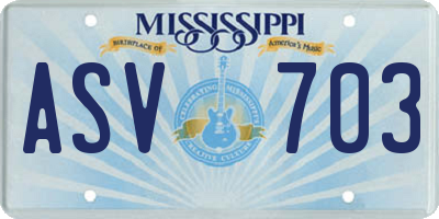 MS license plate ASV703