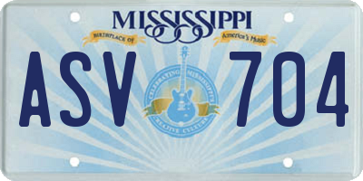 MS license plate ASV704