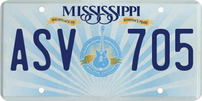 MS license plate ASV705