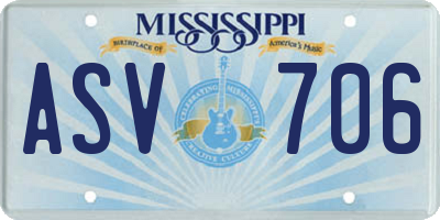 MS license plate ASV706