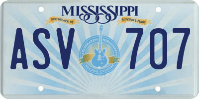 MS license plate ASV707