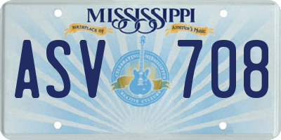 MS license plate ASV708
