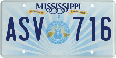 MS license plate ASV716