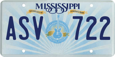 MS license plate ASV722