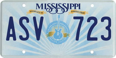 MS license plate ASV723